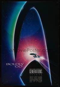 8c560 STAR TREK: GENERATIONS advance 1sh '94 Patrick Stewart, William Shatner, cool sci-fi art!