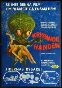 8c159 INVASION OF THE SAUCER MEN Swedish '57 classic AIP cabbage head alien & sexy girl art!