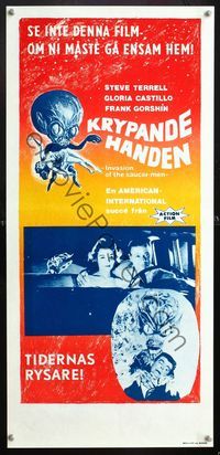 8c162 INVASION OF THE SAUCER MEN Swedish stolpe '57 classic image of cabbage head aliens in car!