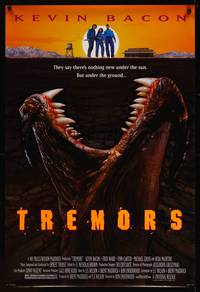 8c563 TREMORS DS 1sh '90 Kevin Bacon, Fred Ward, great sci-fi horror image of monster worm!
