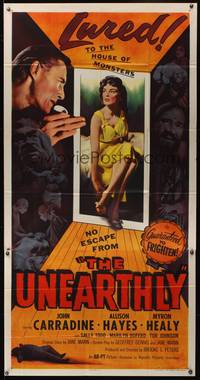 8d071 UNEARTHLY 3sh '57 John Carradine & sexy Allison Hayes lured to the house of monsters!