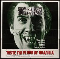 8d040 TASTE THE BLOOD OF DRACULA int'l 6sh '70 best wacky close up of vampire Christopher Lee!