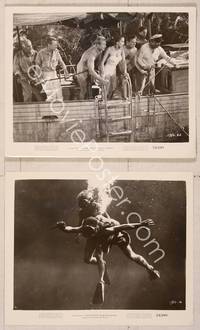8d335 CREATURE FROM THE BLACK LAGOON 2 8x10 stills '54 image of cast on ship + scuba divers!