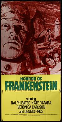8d030 HORROR OF FRANKENSTEIN English 3sh '71 Hammer horror, close up art of monster with axe!