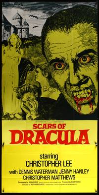 8d031 SCARS OF DRACULA English 3sh '70 great c/u art of vampire Christopher Lee, Hammer horror!