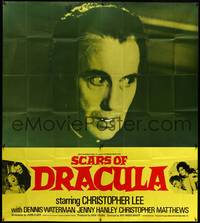 8d032 SCARS OF DRACULA English 6sh '70 great close up art of vampire Christopher Lee, Hammer!