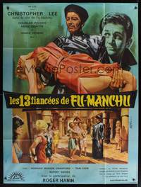 8d100 BRIDES OF FU MANCHU French 1p '66 Asian villain Christopher Lee, different art by Mascii!