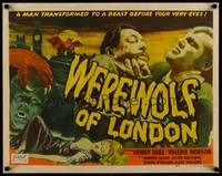 8d002 WEREWOLF OF LONDON 1/2sh R51 Henry Hull, Valerie Hobson & Warner Oland in 1st Universal!
