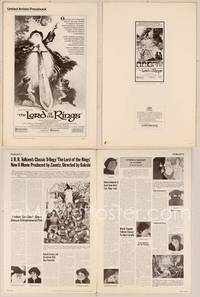 8d204 LORD OF THE RINGS pressbook '78 J.R.R. Tolkien classic, Bakshi, Tom Jung fantasy art!