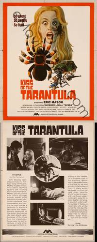 8d189 KISS OF THE TARANTULA trade ad '75 wild horror art of big hairy spiders attacking people!