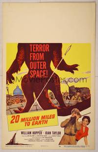 8d008 20 MILLION MILES TO EARTH WC '57 out-of-space creature invades the Earth, cool monster art!