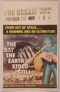 8d011 DAY THE EARTH STOOD STILL WC '51 Robert Wise, classic art of Gort holding Patricia Neal!