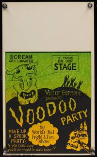 8d007 VOODOO PARTY Spook Show WC '50s scream with laughter, see the zombie skull, wacky art!