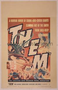 8d019 THEM WC '54 classic sci-fi, cool art of horror horde of giant bugs terrorizing people!