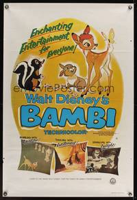 8e044 BAMBI Aust 1sh R79 Walt Disney cartoon deer classic, great art with Thumper & Flower!