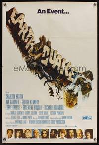 8e061 EARTHQUAKE Aust 1sh '74 Charlton Heston, Ava Gardner, cool Joseph Smith disaster title art!