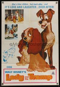 8e071 LADY & THE TRAMP Aust 1sh R75 Walt Disney romantic canine dog classic cartoon!