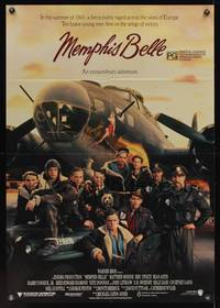 8e076 MEMPHIS BELLE Aust 1sh '90 Matt Modine, Sean Astin, cool cast portrait by WWII B-17!