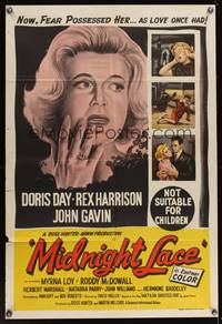 8e077 MIDNIGHT LACE Aust 1sh '60 Rex Harrison, John Gavin, fear possessed Doris Day as love once had