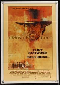 8e082 PALE RIDER Aust 1sh '85 great artwork of cowboy Clint Eastwood by C. Michael Dudash!