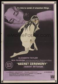 8e093 SECRET CEREMONY Aust 1sh '68 Elizabeth Taylor, Mia Farrow, Robert Mitchum, Losey directed!
