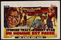 8e117 BAD DAY AT BLACK ROCK Belgian '55 great Wik art of Spencer Tracy on train tracks!