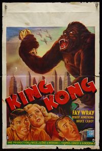 8e181 KING KONG Belgian R60s Fay Wray, Robert Armstrong, art of giant ape on the rampage!