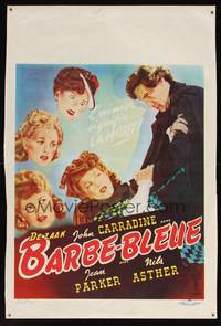 8e123 BLUEBEARD Belgian '44 art of John Carradine & his victims, directed by Edgar Ulmer!