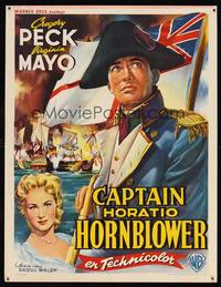8e129 CAPTAIN HORATIO HORNBLOWER Belgian '51 great art of sailor Gregory Peck, Virginia Mayo!