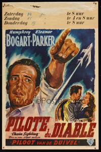 8e131 CHAIN LIGHTNING Belgian '49 great art of military test pilot Humphrey Bogart by Wik!