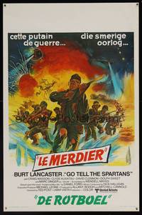 8e162 GO TELL THE SPARTANS Belgian '78 cool art of Burt Lancaster in Vietnam War!