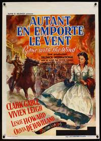 8e164 GONE WITH THE WIND Belgian R54 Gable, Vivien Leigh, different art from all-time classic!