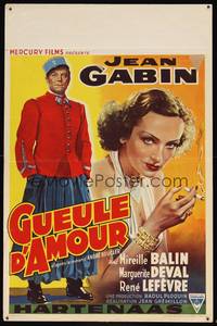 8e166 GUEULE D'AMOUR Belgian R50s Jean Gabin, sexy smoking Mireille Balin, Ladykiller!
