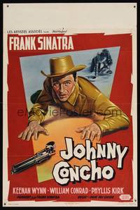 8e176 JOHNNY CONCHO Belgian '56 art of cowboy Frank Sinatra reaching for his gun!