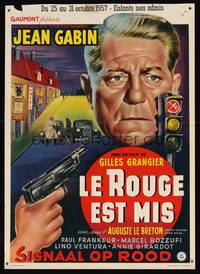 8e185 LE ROUGE EST MIS Belgian '57 Jean Gabin at gunpoint, Annie Girardot!