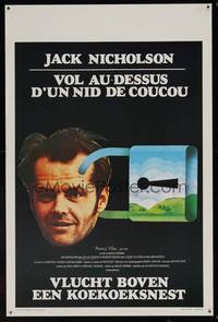 8e203 ONE FLEW OVER THE CUCKOO'S NEST Belgian '75 great c/u of Jack Nicholson, Forman classic!