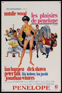 8e209 PENELOPE Belgian '66 sexiest artwork of Natalie Wood with big money bags and gun!