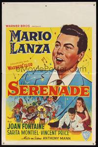 8e223 SERENADE Belgian '56 close-up artwork of Mario Lanza!