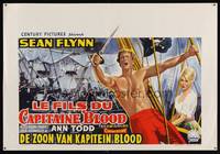8e229 SON OF CAPTAIN BLOOD Belgian '63 giant full-length image of barechested pirate Sean Flynn!