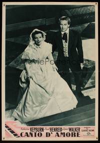 8e301 SONG OF LOVE Italian 13x19 pbusta '48 full-length Katharine Hepburn & Paul Henreid!