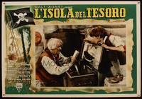 8e306 TREASURE ISLAND Italian 13x19 pbusta '50 Bobby Driscoll, Billy Bones' chest & map!