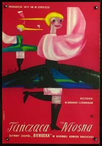 8e542 DANCING SPRING Polish 23x33.5 '61 cool Hanna Bodnar abstract art of colorful girls!
