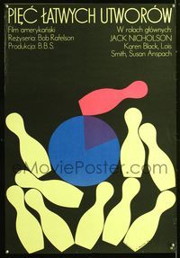 8e558 FIVE EASY PIECES Polish 23x33 '74 directed by Bob Rafelson, Treutler art of bowling!