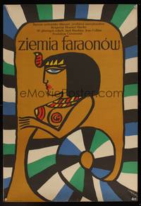 8e598 LAND OF THE PHARAOHS Polish 23x33 '72 Treutler artwork of Egyptian snake woman!