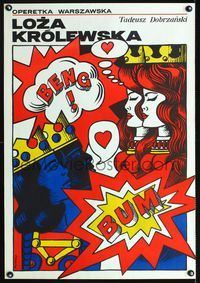 8e604 LOZA KROLEWSKA Polish 23.25x33.5 '70s Swierzy playing card art of kings & queens!