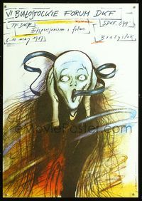 8e635 POLISH FILM FORUM Polish 23x33 '87 Pagowski 'Screamer' parody artwork!