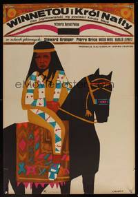 8e640 RAMPAGE AT APACHE WELLS Polish 23x33 '65 Stewart Granger, Bodnar artwork of Native American!