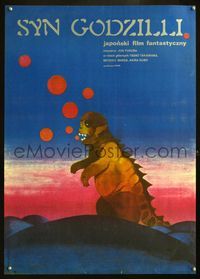 8e652 SON OF GODZILLA Polish 23x32 '84 Kaijuto no Kessen: Gojira no Musuko, Lipinska artwork!