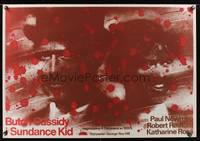 8e690 BUTCH CASSIDY & THE SUNDANCE KID Polish 27x38 '83 Pagowski art of Newman & Robert Redford!