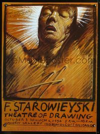8e701 F. STAROWIEYSKI THEATRE OF DRAWING Polish 26x38 '96 Starowieyski art of man with needles!